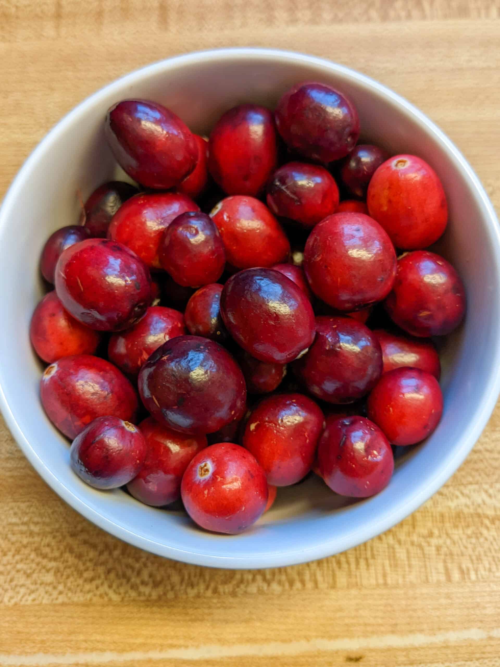 bowl of fresh cranberries