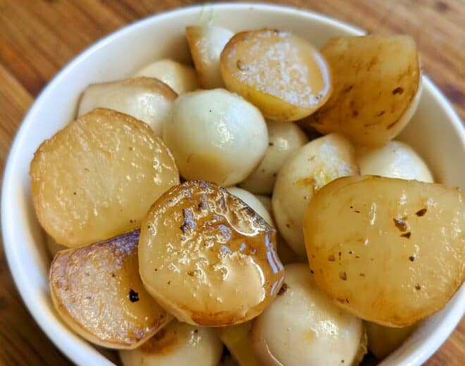 bowl of cooked turnips