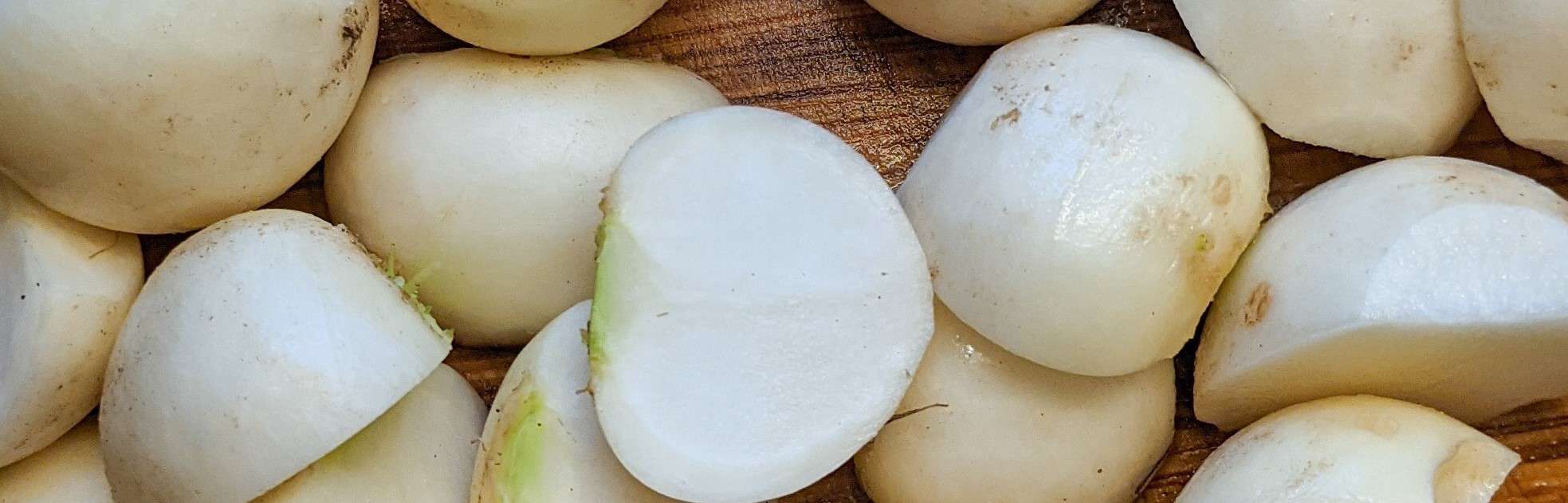 cut up baby turnips